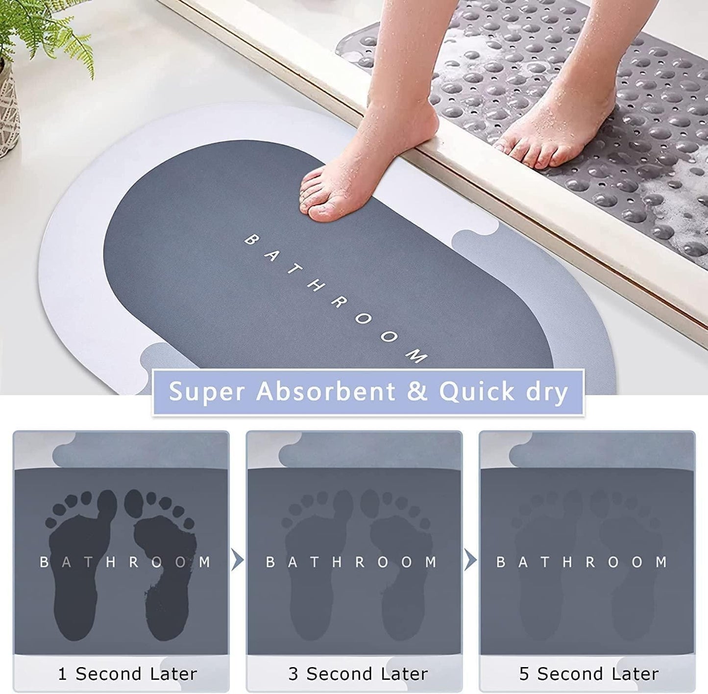 REDYTO Quick Drying Water Soak Bath & Door Mat – Super Absorbent Floor Cushion